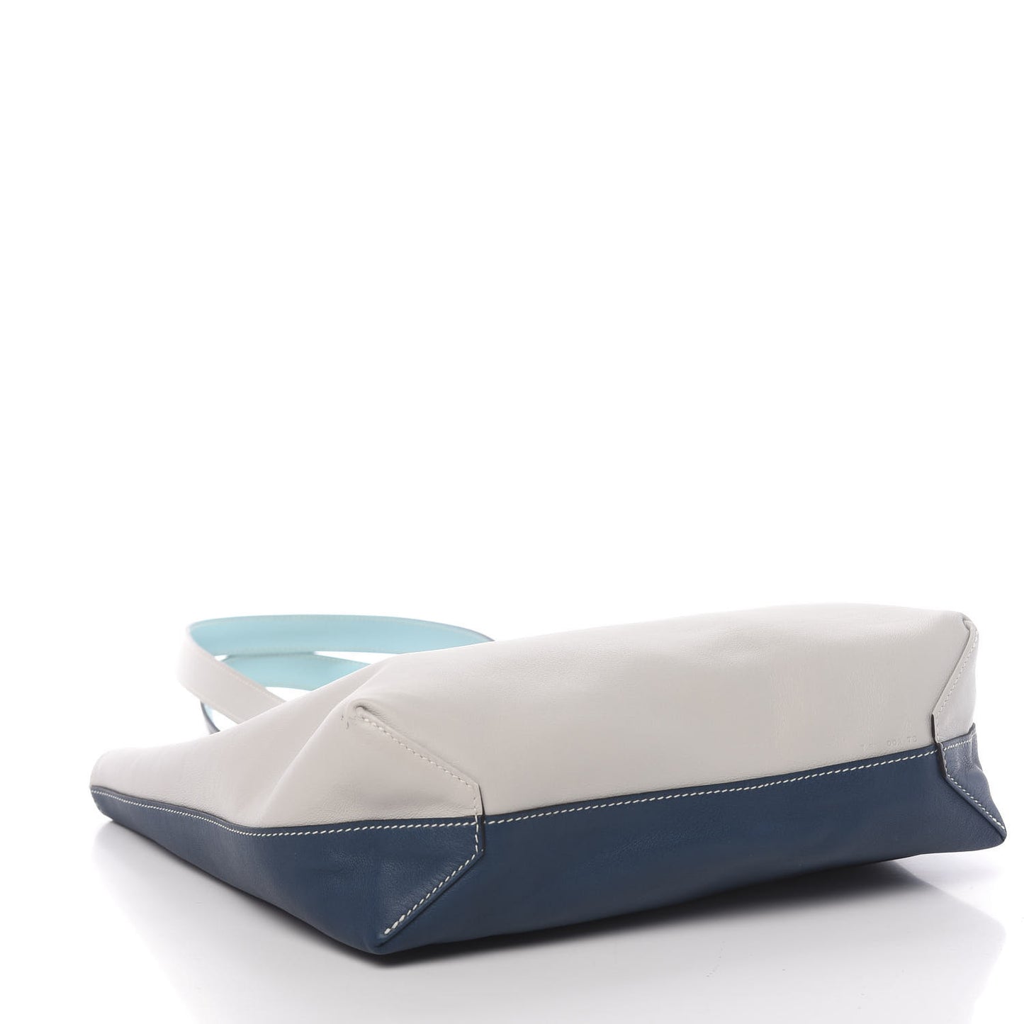 Veau Sikkim Swift Double Sens 30 Reversible Tote Gris Perle Colvert Bleu Atoll
