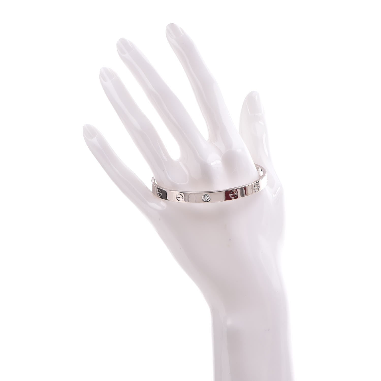Cartier 18K White Gold 1 Diamond LOVE Cuff Bracelet 18 2 of 5
