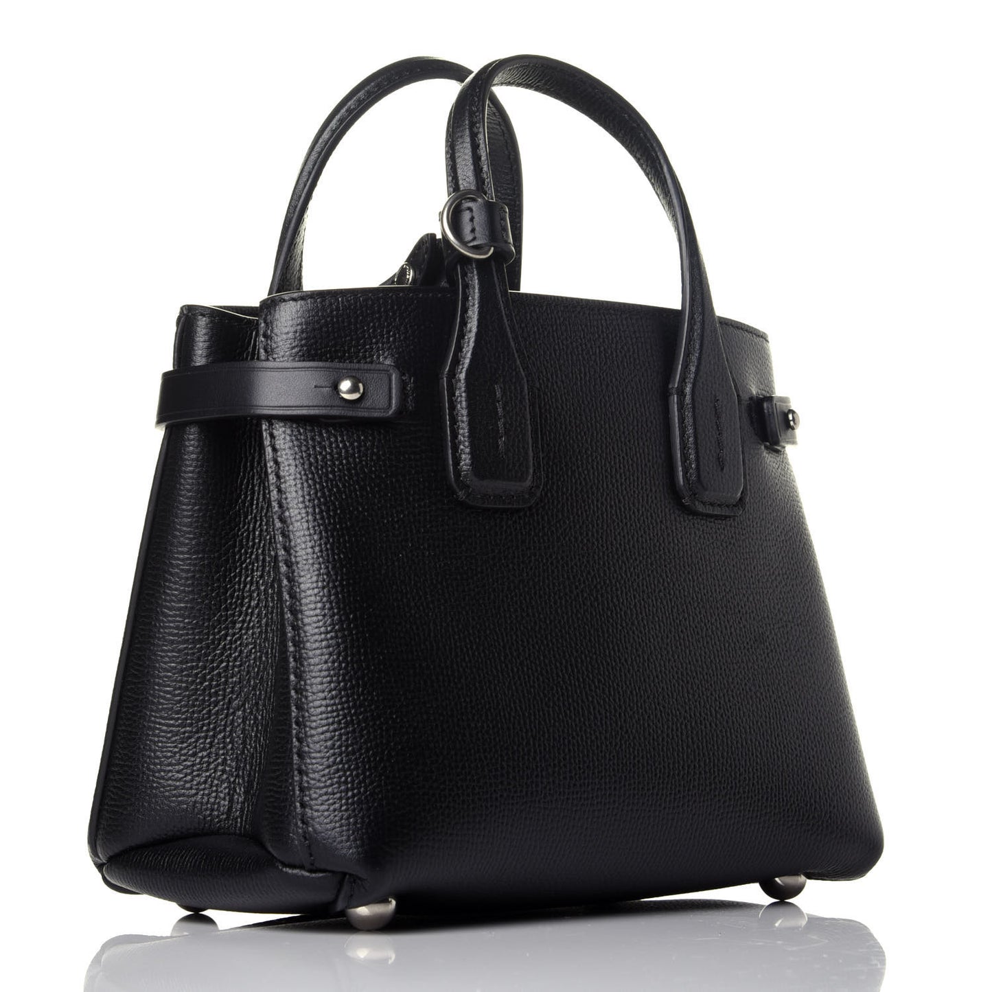 Grainy Calfskin House Check Baby Banner Tote Black