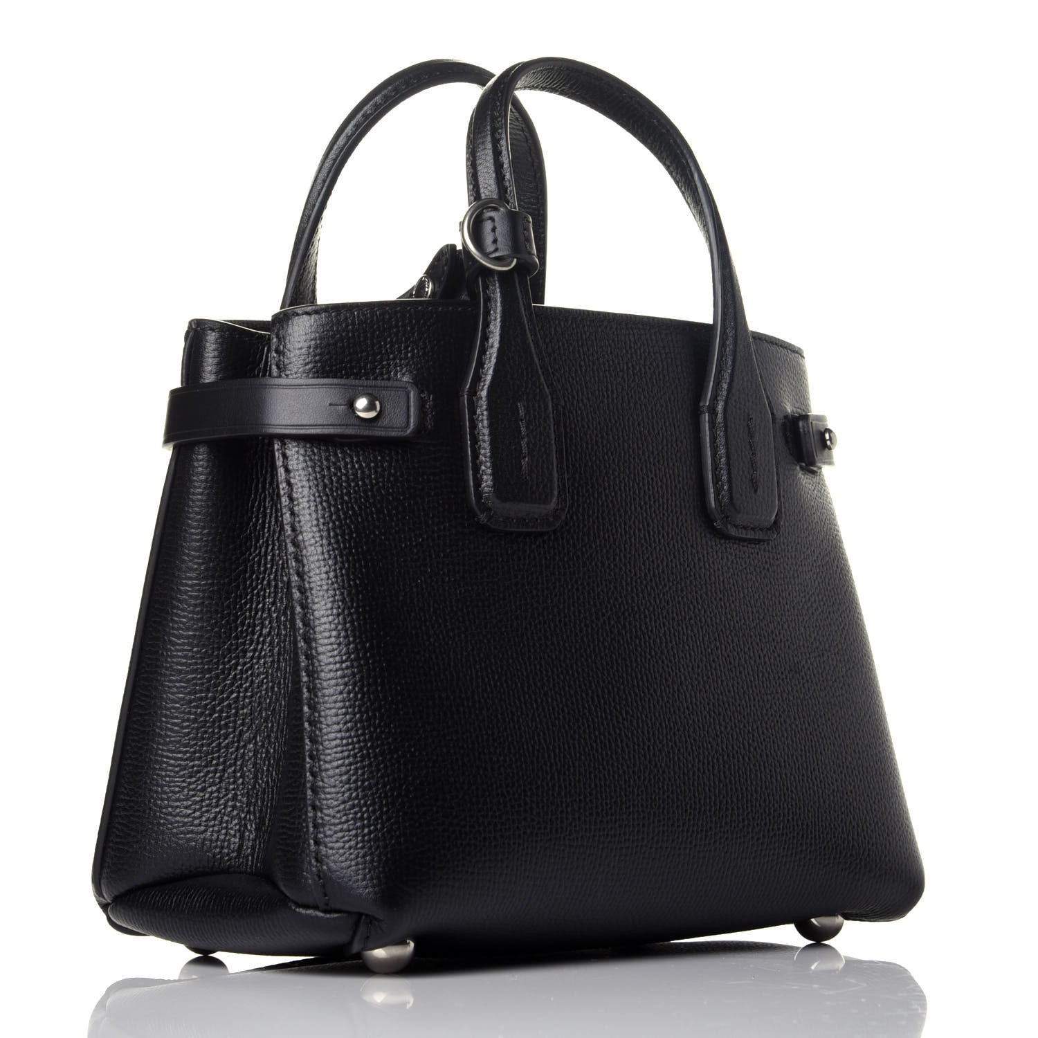 Burberry Grainy Calfskin House Check Baby Banner Tote Black 3 of 9