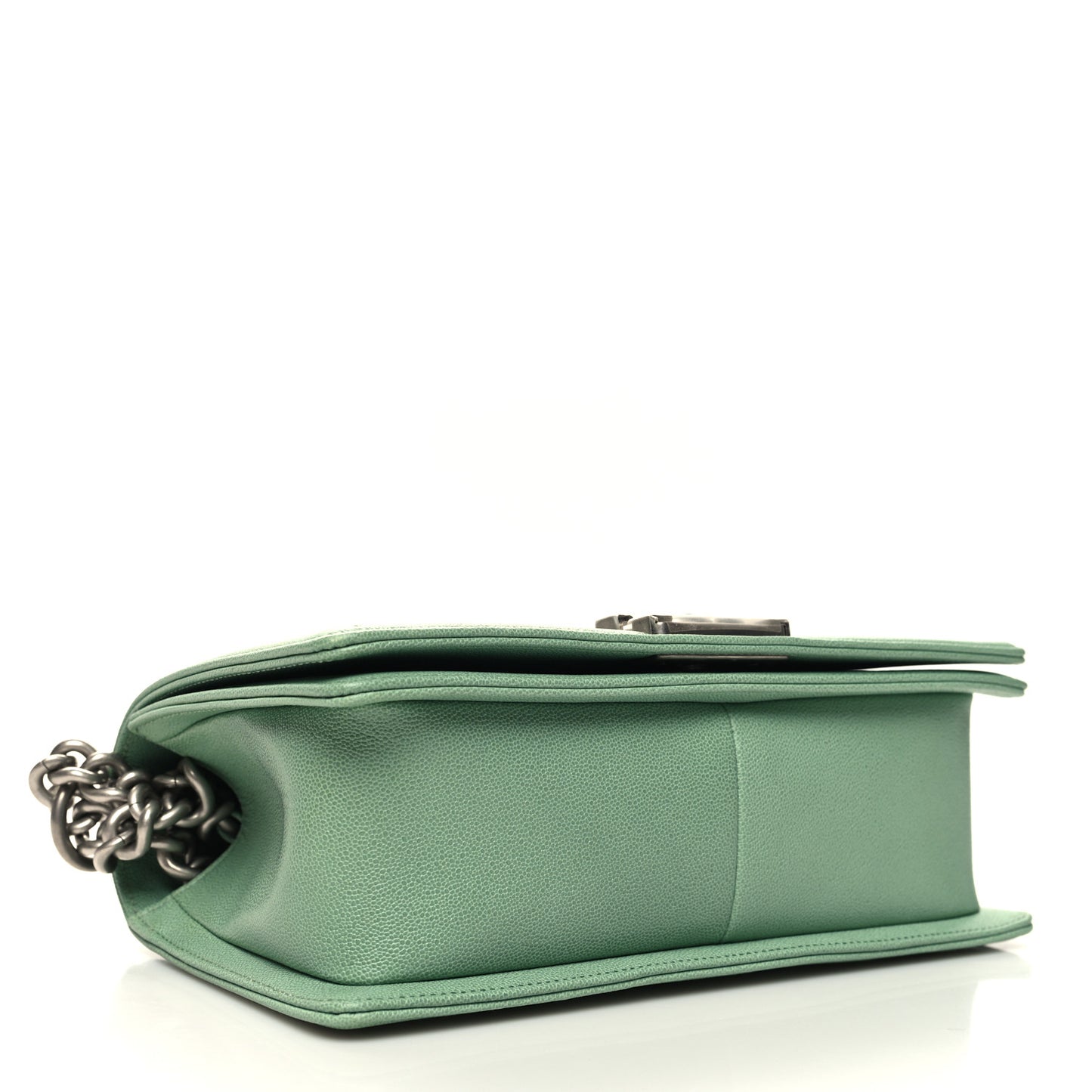 Caviar Quilted Medium Boy Flap Light Green