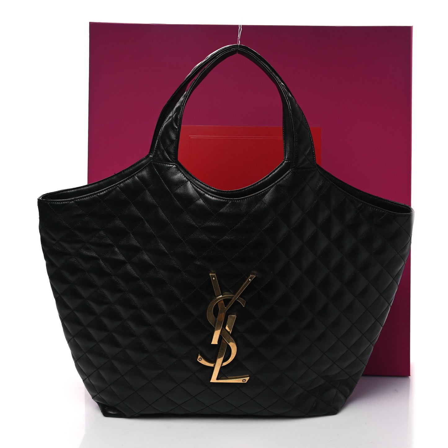 Lambskin Quilted Maxi Icare Shopping Tote Black