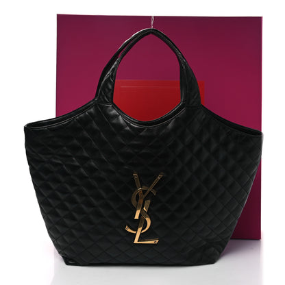 Saint Laurent Lambskin Quilted Maxi Icare Shopping Tote Black 12 of 12