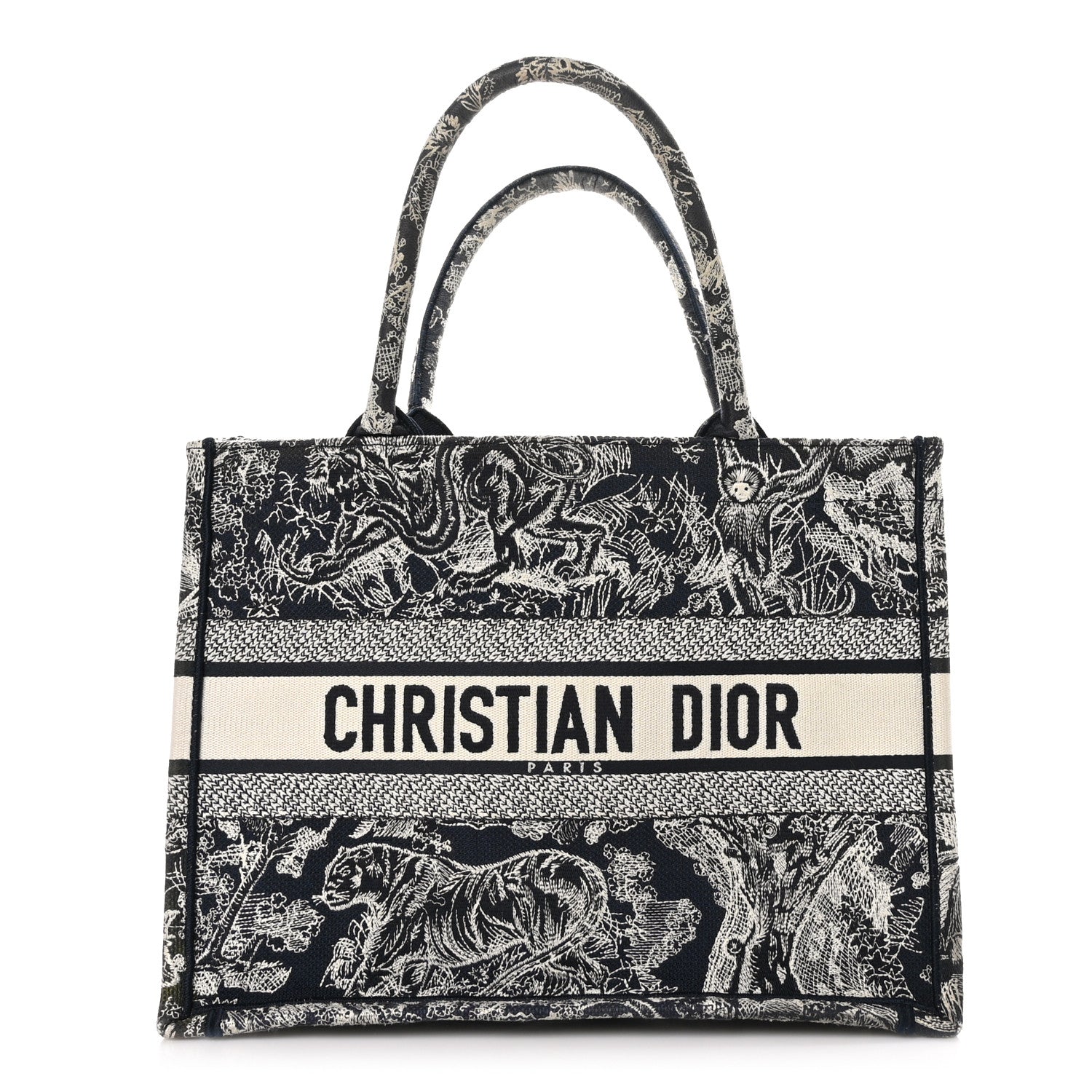 Christian Dior Canvas Embroidered Medium Toile De Jouy Reverse Book Tote Blue 1 of 9