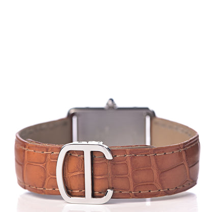 Cartier Stainless Steel Alligator 24mm Tank Solo Quartz Watch Brown 4 of 11