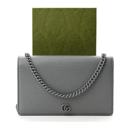 Gucci Dollar Calfskin Enamel Monochrome Mini GG Marmont Chain Wallet Deep Grey 12 of 12