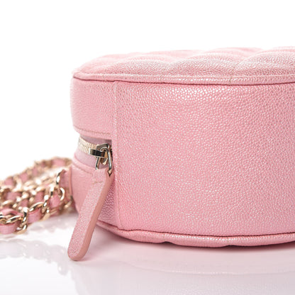 Chanel Iridescent Caviar Quilted Round Clutch With Chain Pink 5 of 10