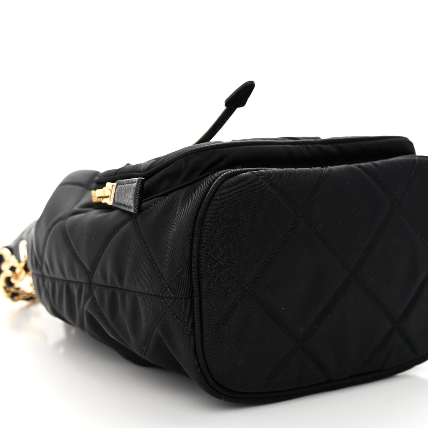 Re-Nylon Saffiano Stitched Re-Edition 1995 Chaine Drawstring Bucket Bag Black