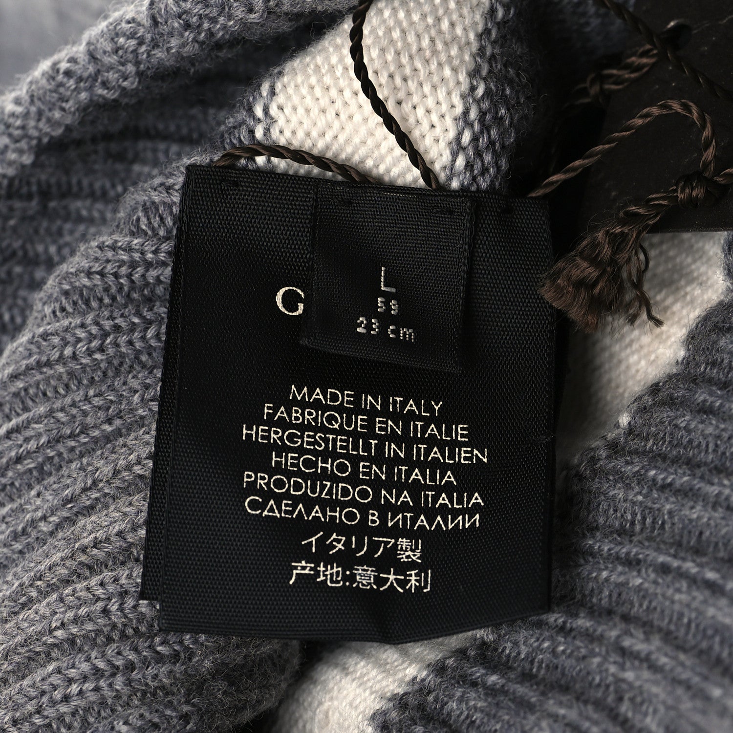 Gucci Wool Tricot Knit New Port Beanie Hat L Graphite Ivory 5 of 5