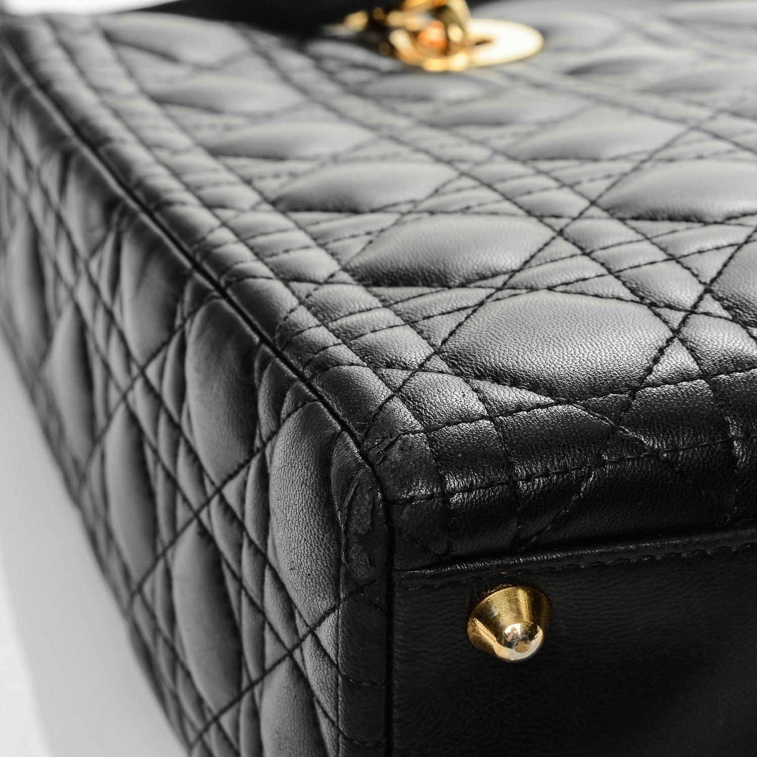 Christian Dior Vintage Lambskin Cannage Large Lady Dior Black 11 of 14