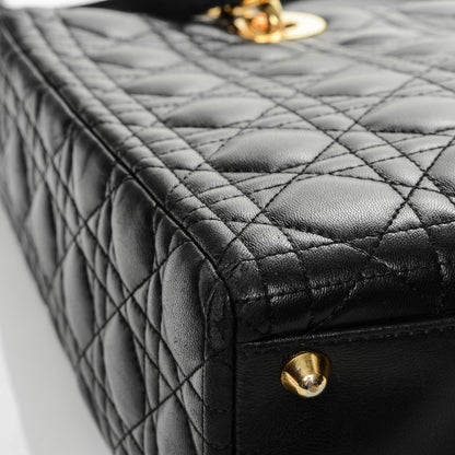 Christian Dior Vintage Lambskin Cannage Large Lady Dior Black 11 of 14