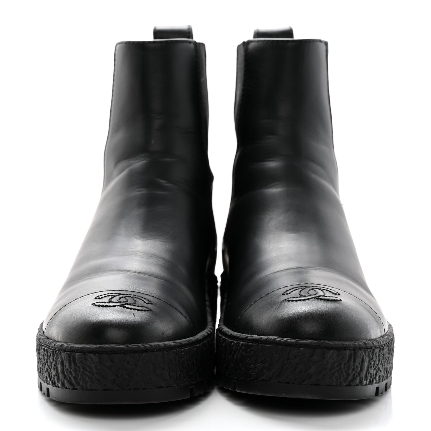 Calfskin Cap Toe CC Ankle Boots 40 Black