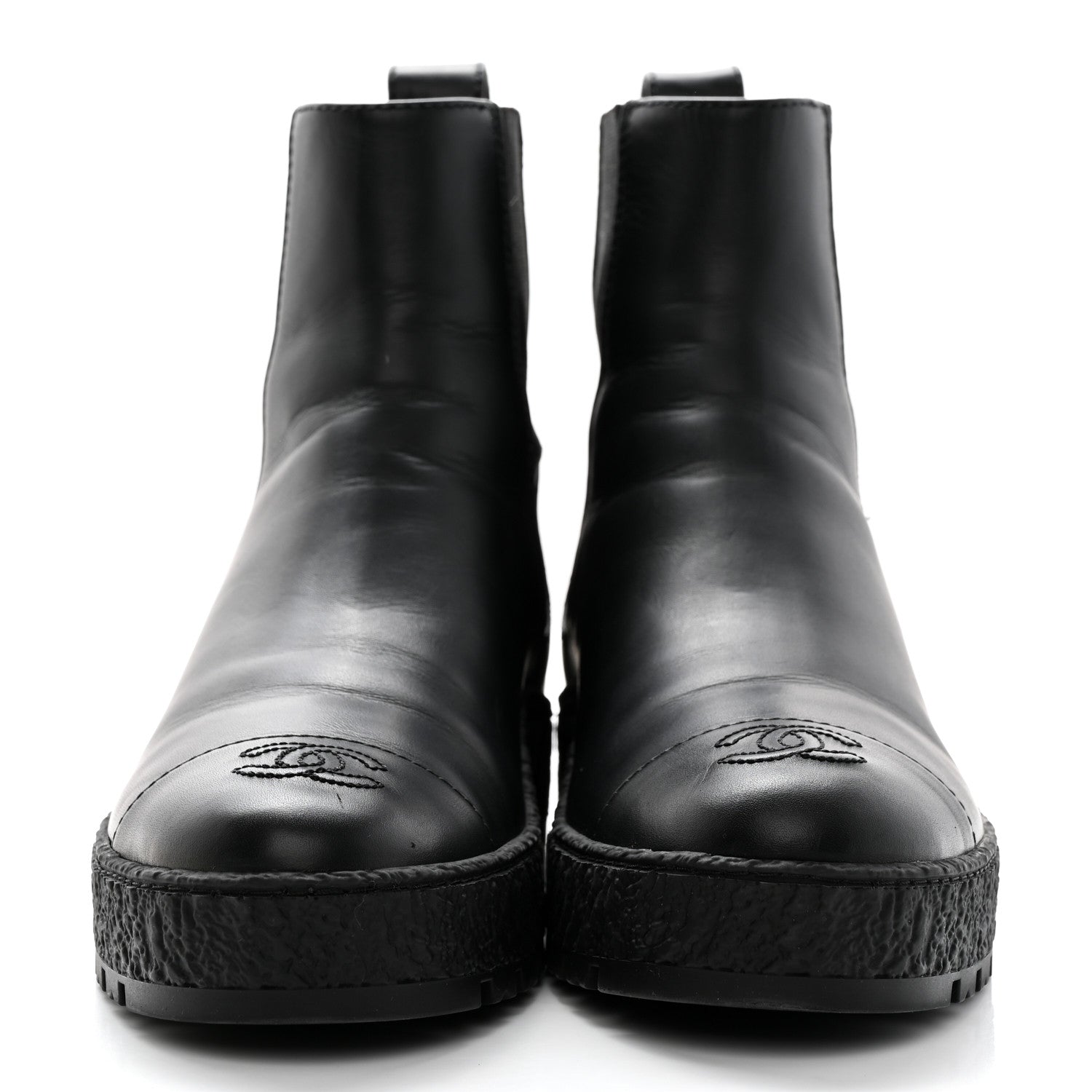 Chanel Calfskin Cap Toe CC Ankle Boots 40 Black 2 of 10