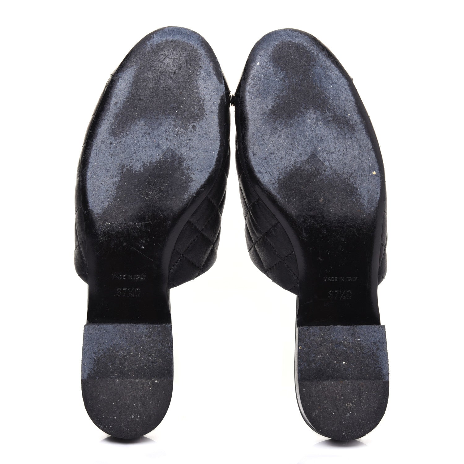 Chanel Lambskin Patent Quilted Chain Mules 37.5 Black 5 of 16