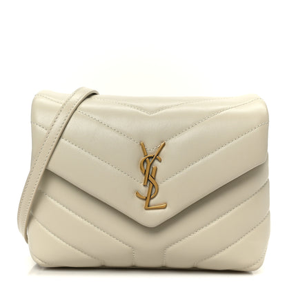 Saint Laurent Calfskin Y Quilted Monogram Toy Loulou Crossbody Bag Crema Soft 1 of 12