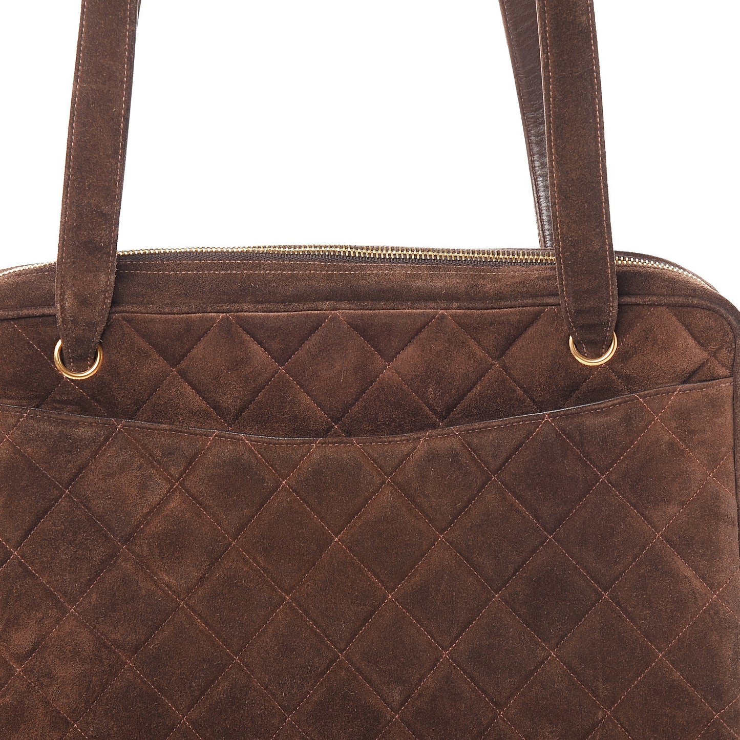 Suede Quilted Shoulder Bag Brown