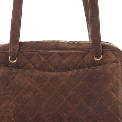 Chanel Suede Quilted Shoulder Bag Brown 10 of 10