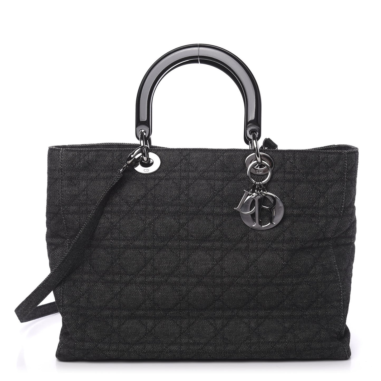 Denim Cannage Soft Large Lady Dior Tote Black