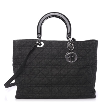 Christian Dior Denim Cannage Soft Large Lady Dior Tote Black 1 of 11