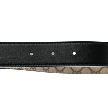 Gucci GG Supreme Monogram Plutone Calfskin Double G Reversible 30mm Belt 110 44 Beige Ebony Black 7 of 8