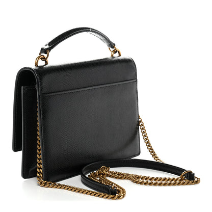 Saint Laurent Coated Bark Calfskin Sunset Chain Wallet Black 3 of 13