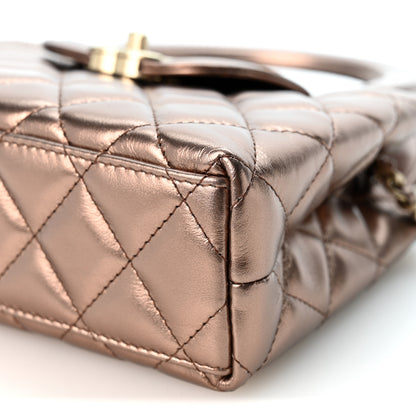 Chanel Metallic Aged Calfskin Quilted Nano Kelly Shopper Bronze 10 of 10