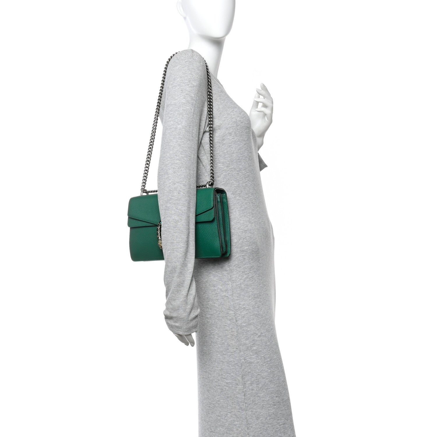 Gucci Pebbled Calfskin Small Dionysus Shoulder Bag Emerald 2 of 12