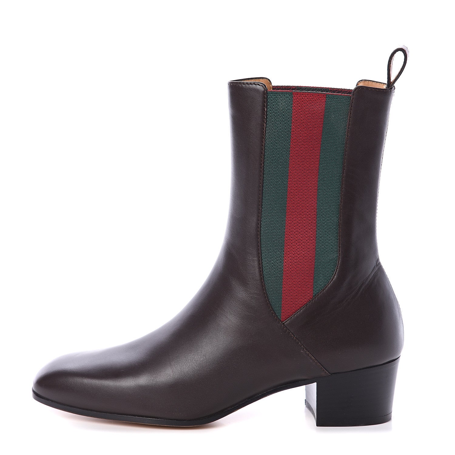 Gucci Calfskin Web Karen Ankle Boots 39 Brown 1 of 6