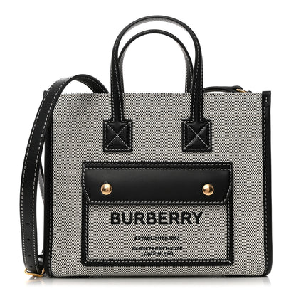 Burberry Canvas Smooth Calfskin Mini Two Tone Freya Tote Black 1 of 11