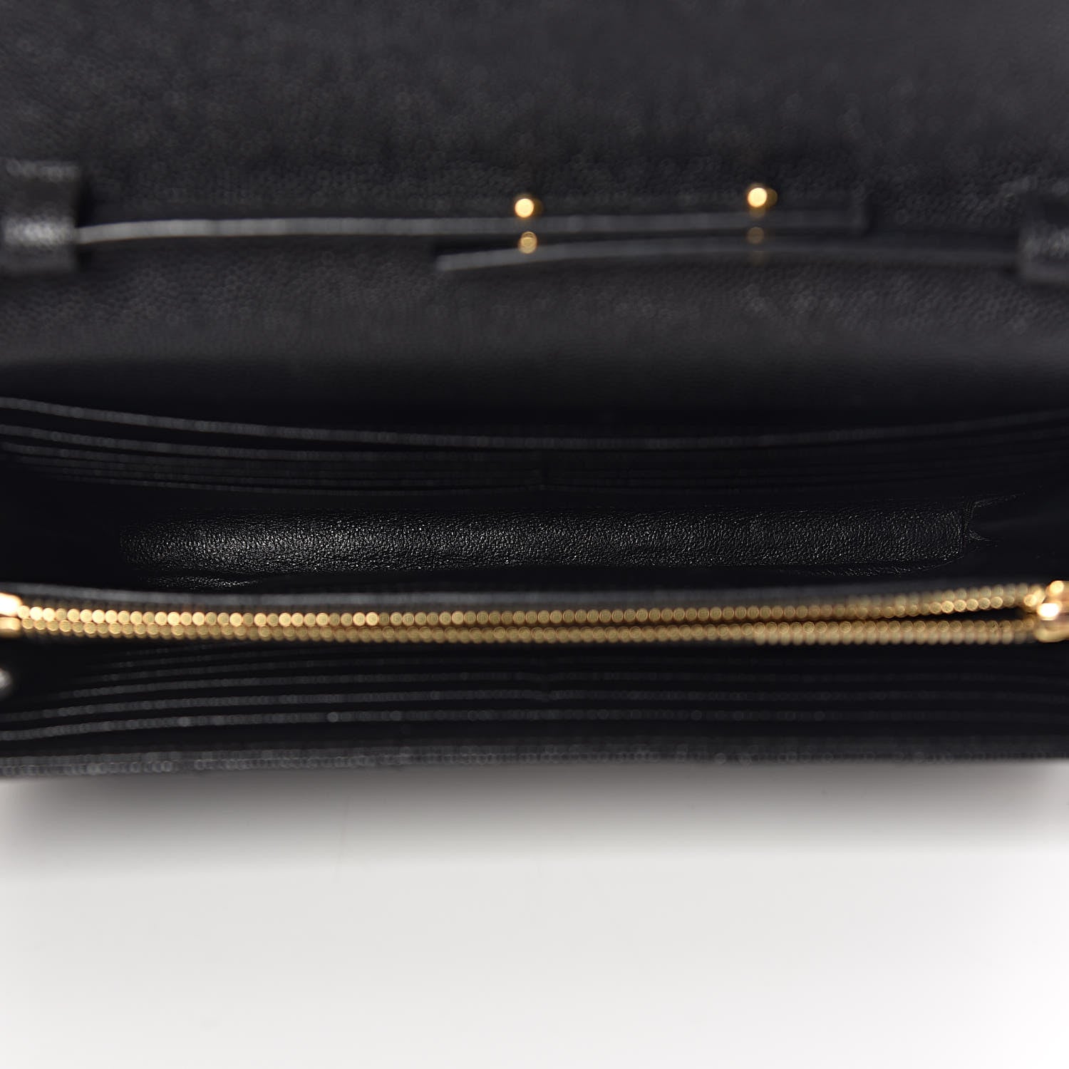 Saint Laurent Grain De Poudre Matelasse Chevron Monogram Chain Wallet Black 5 of 10