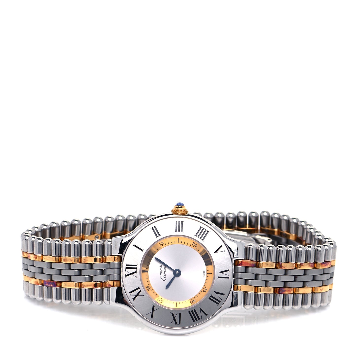 Stainless Steel 18K Yellow Gold 31mm Must De 21 Bullet Link Quartz Watch