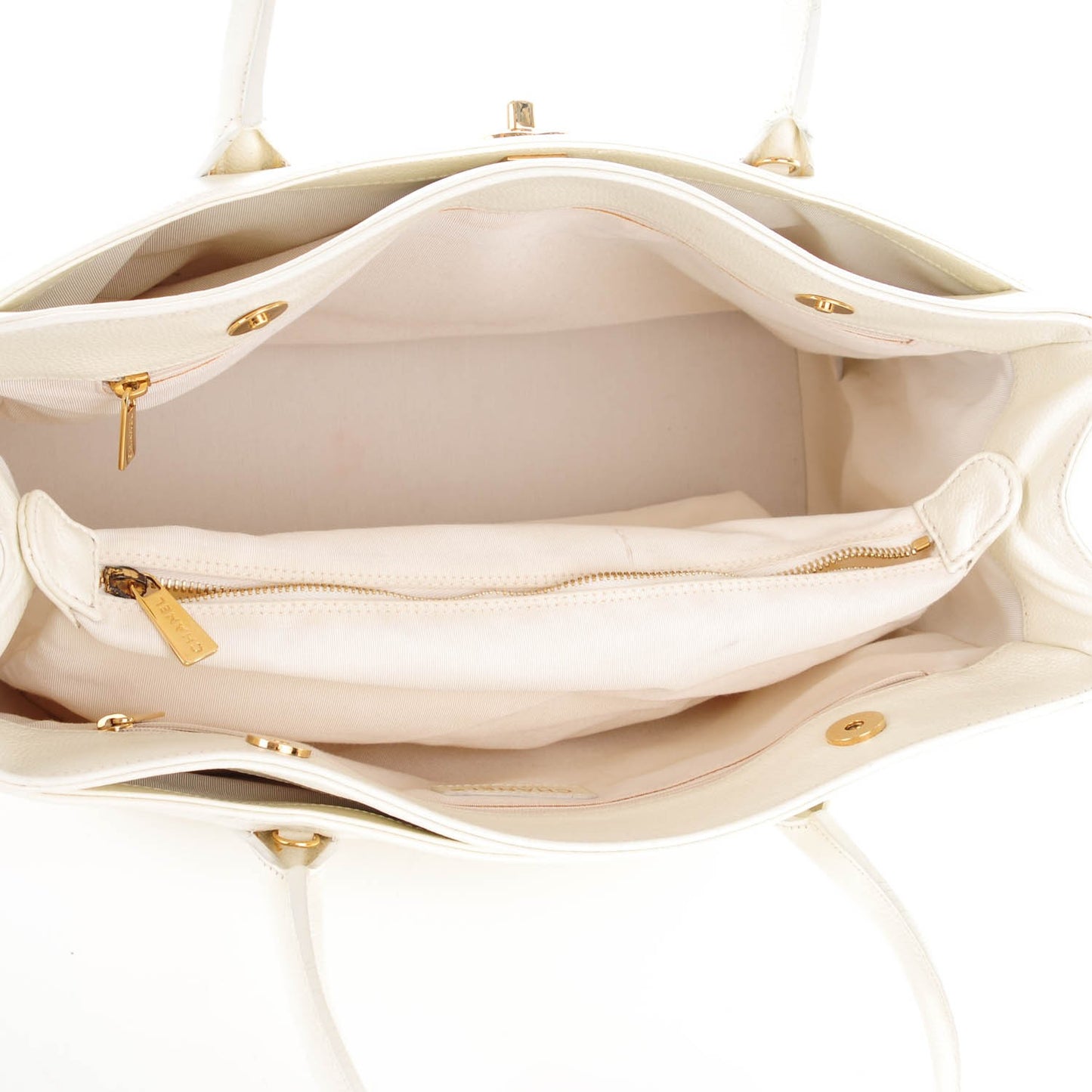 Calfskin Cerf Executive Shopper Tote White