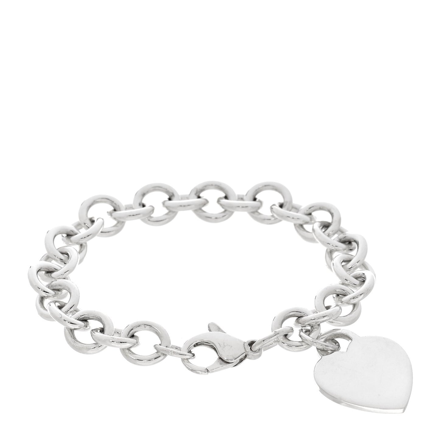Sterling Silver Heart Tag Charm Bracelet
