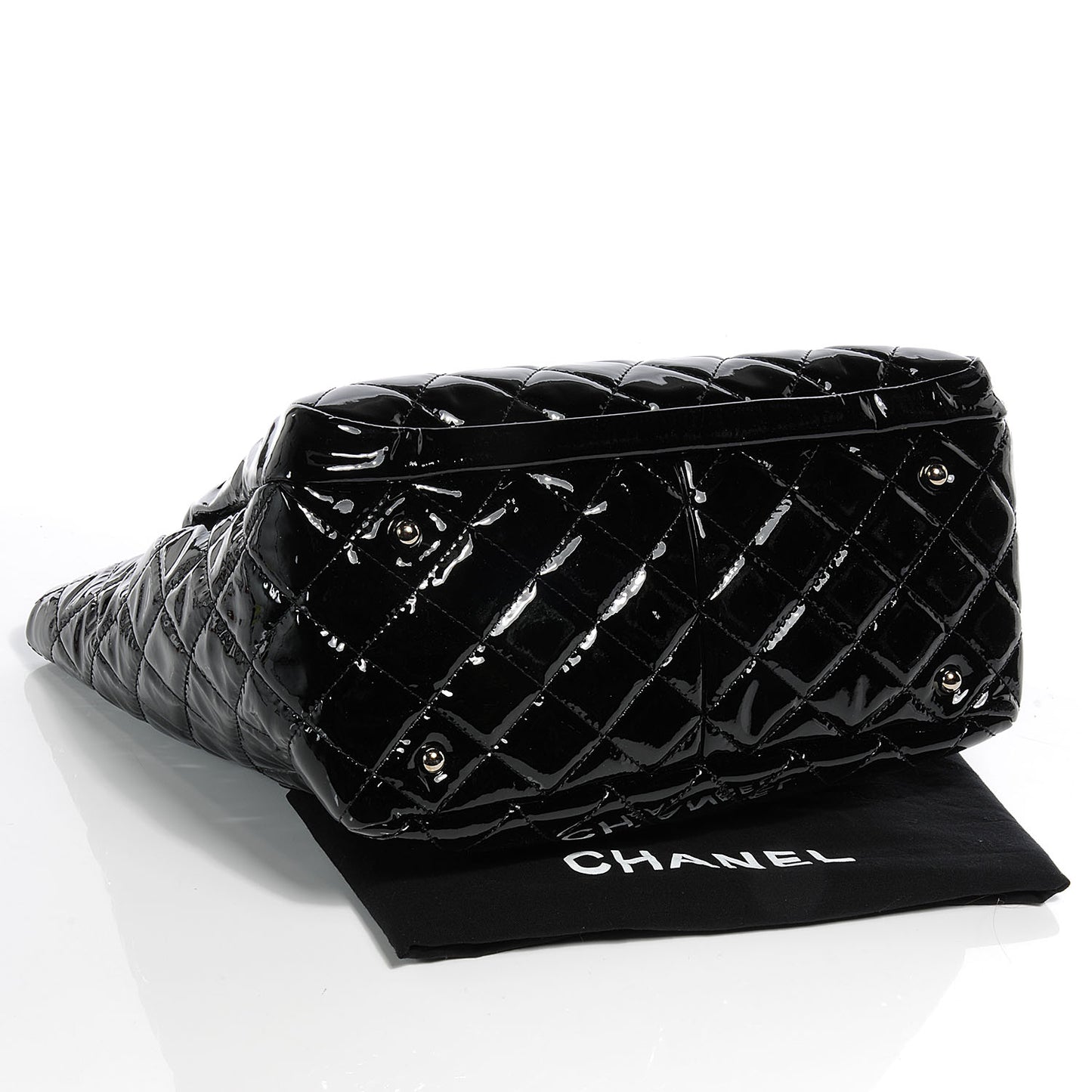 Patent Quilted Chic and Glitter Large Tote Black