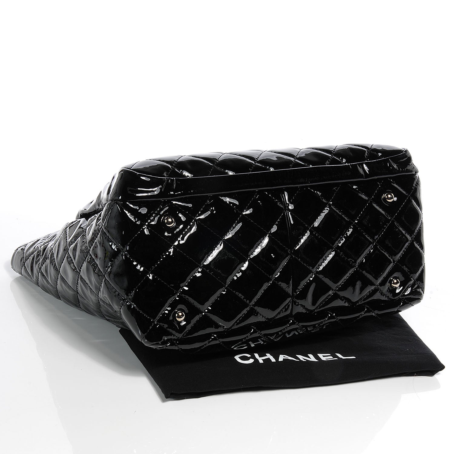 Chanel Patent Quilted Chic and Glitter Large Tote Black 4 of 7