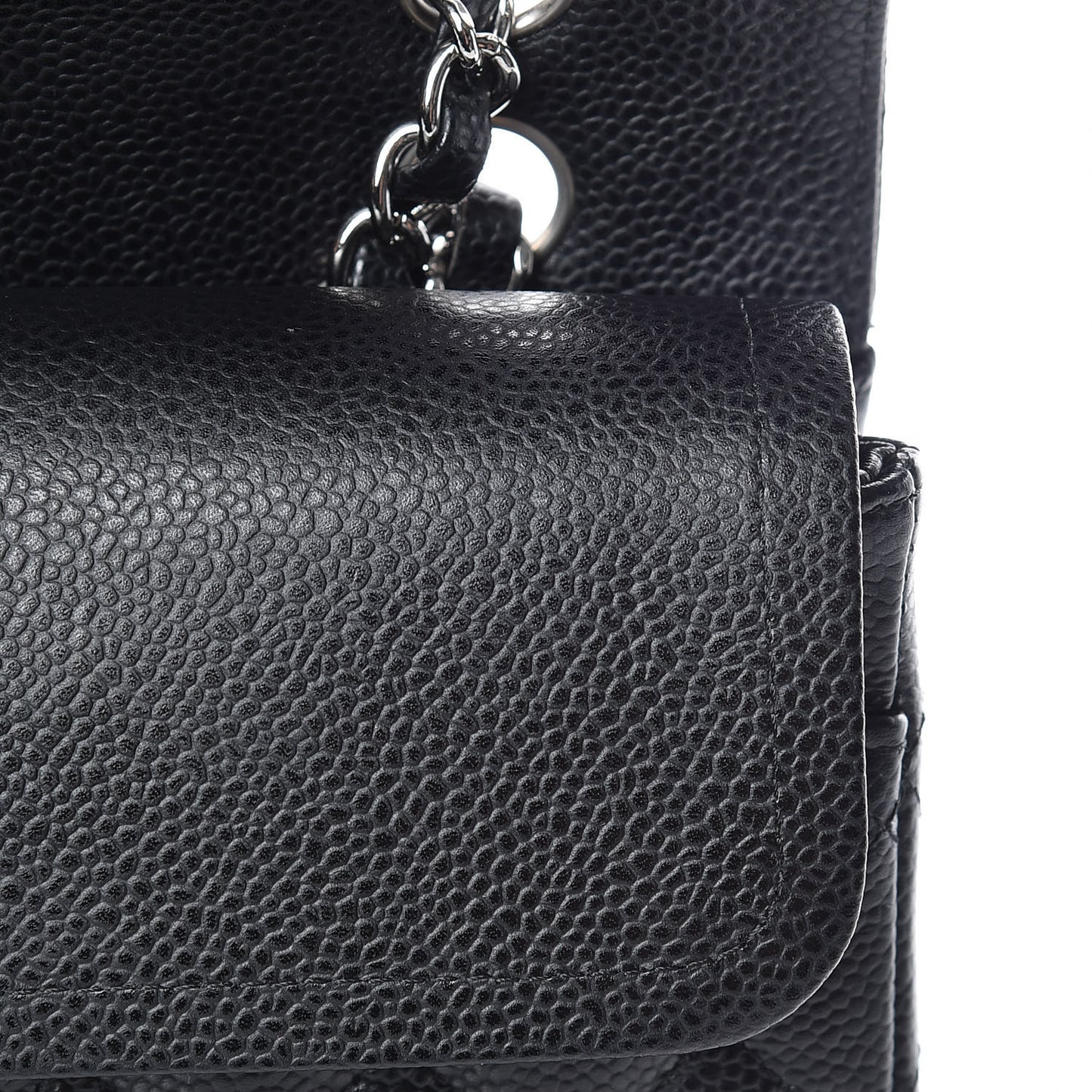 Caviar Quilted Medium Double Flap Black