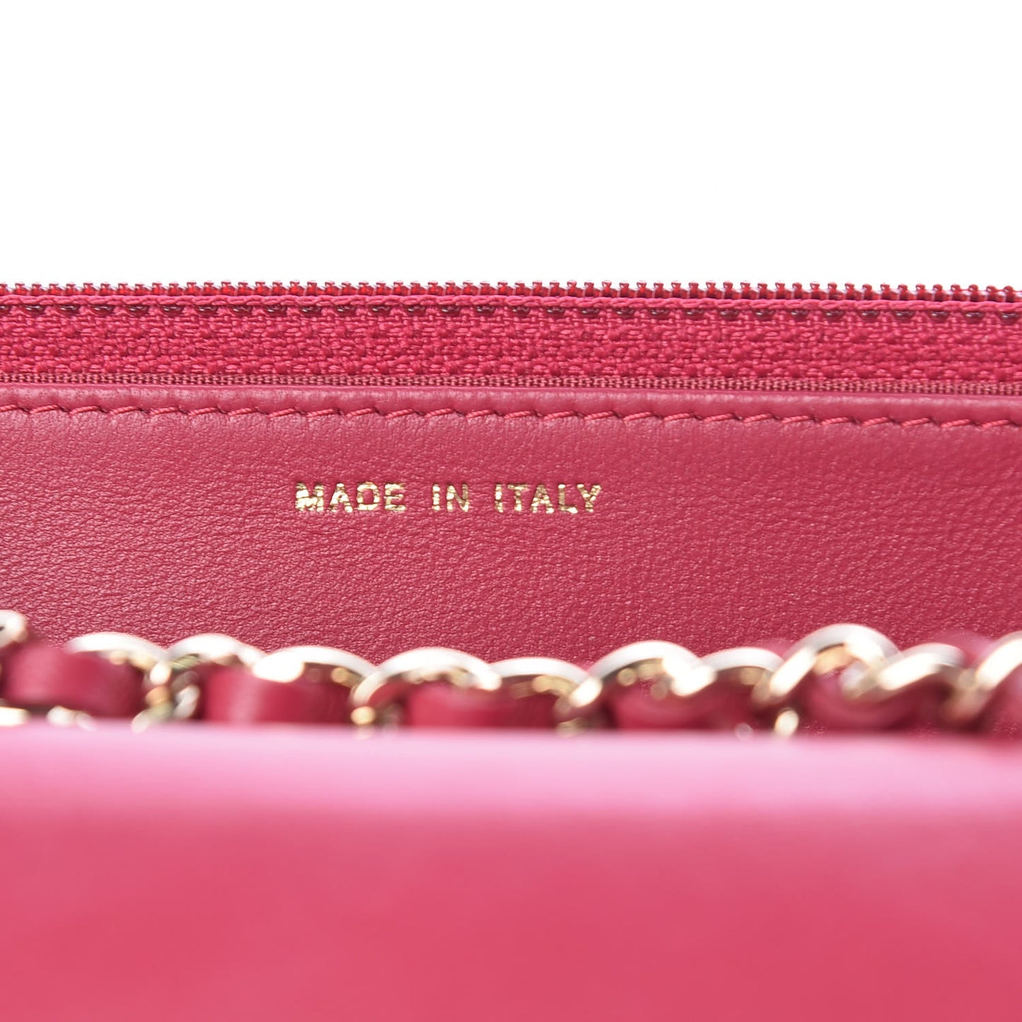 Lambskin Quilted Trendy CC Wallet On Chain WOC Dark Pink