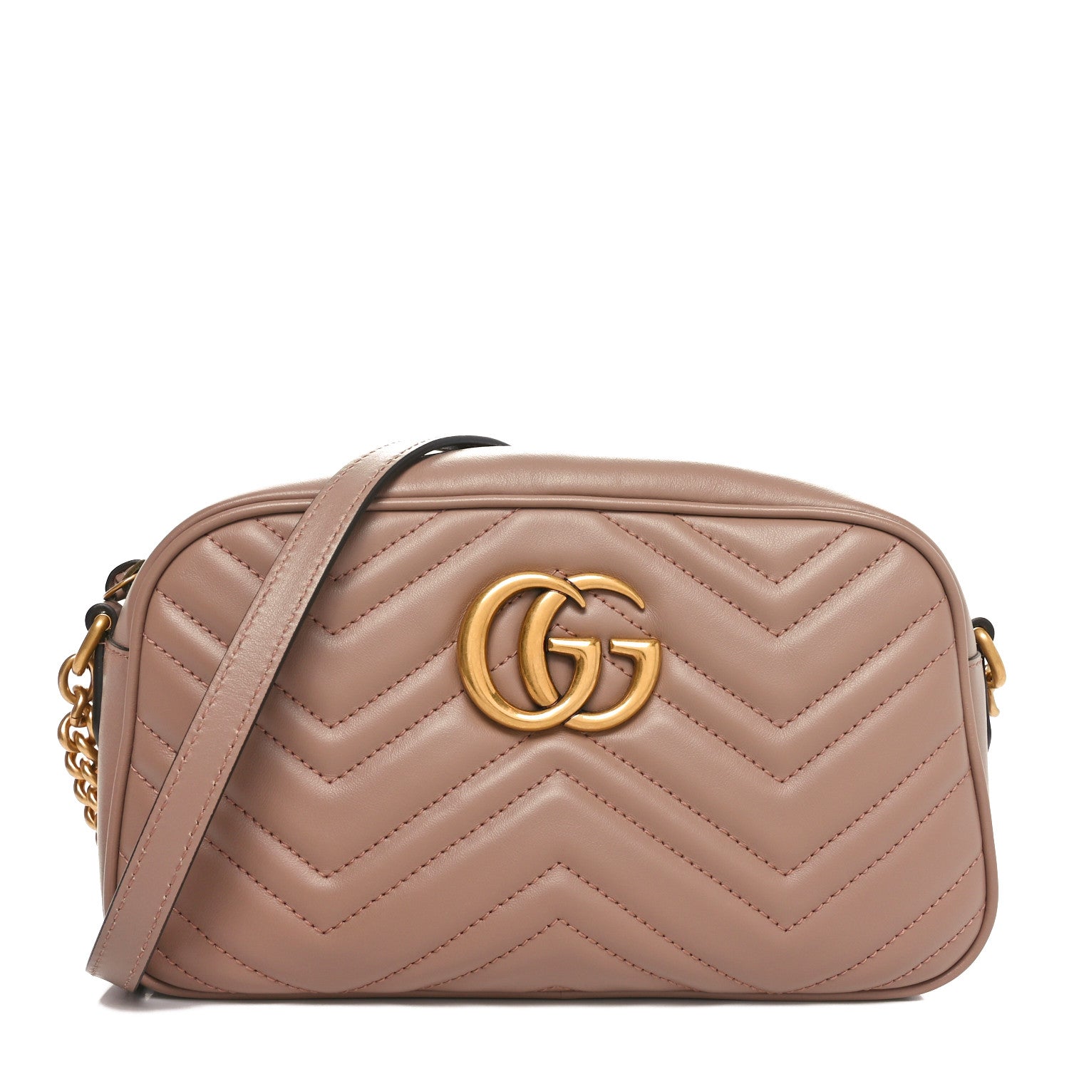 Gucci Calfskin Matelasse Small GG Marmont Chain Shoulder Bag Porcelain Rose 1 of 10