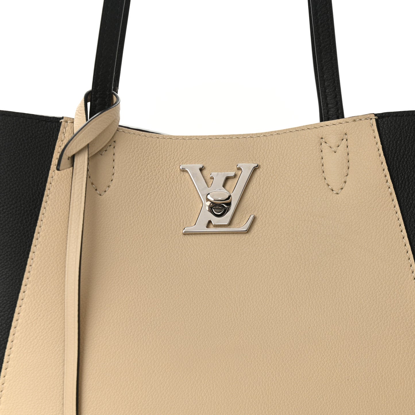 Calfskin Lockme Go Tote Black Vanilla