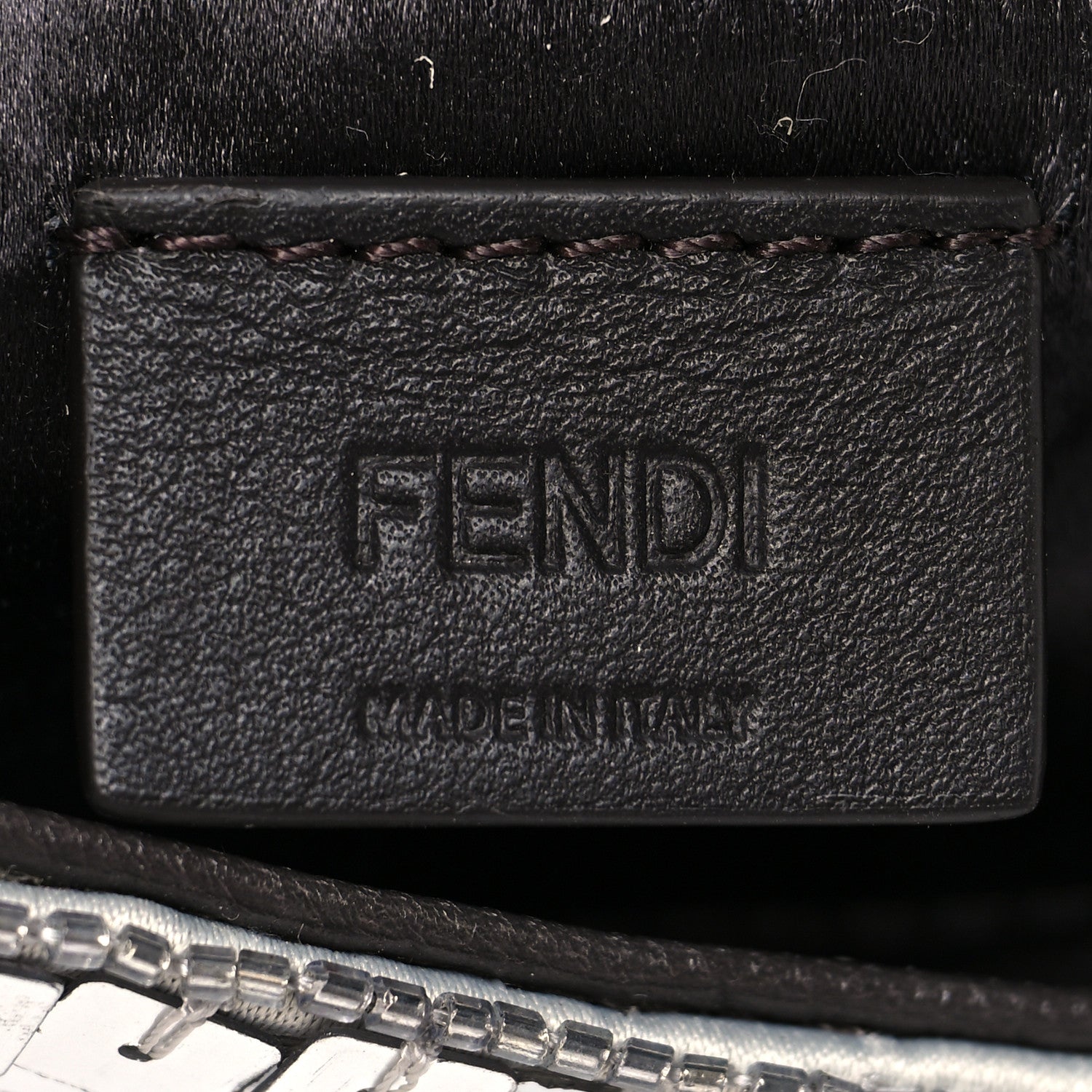 Fendi Sequin Paillettes Capretto Lucido Baguette Phone Pouch Argento Moro 5 of 10