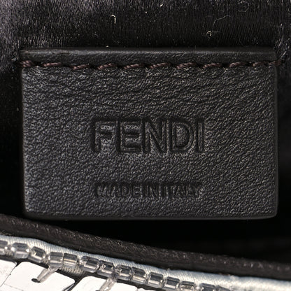 Fendi Sequin Paillettes Capretto Lucido Baguette Phone Pouch Argento Moro 5 of 10