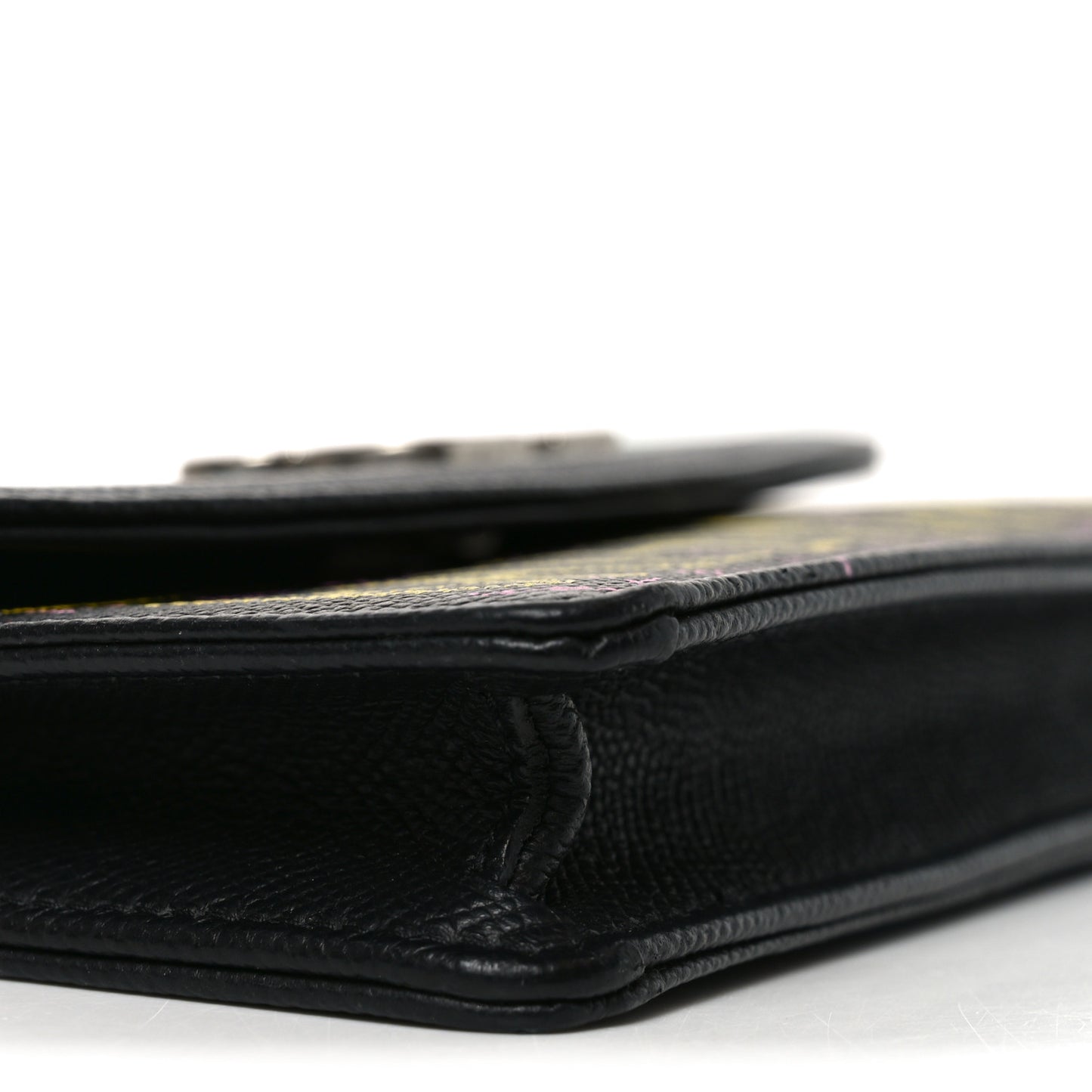 Grained Calfskin Graffiti BB Wallet On Chain Black