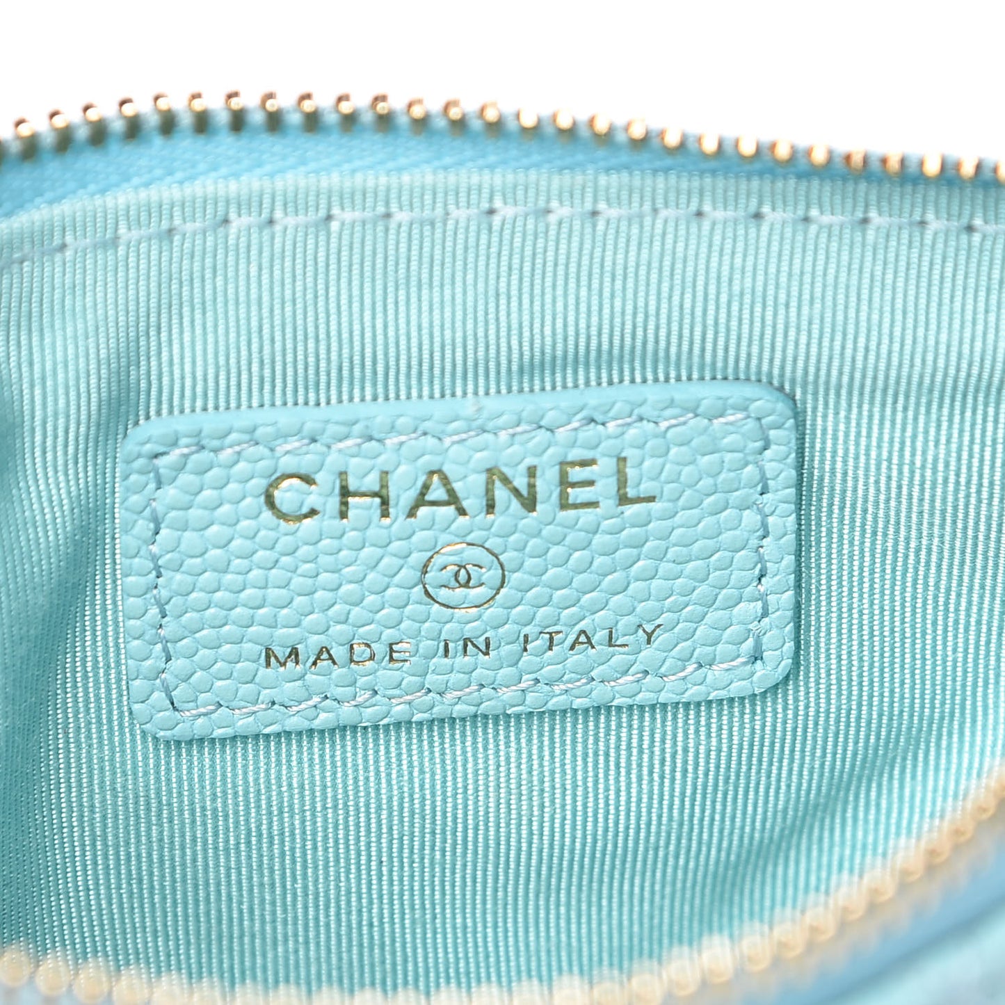 Caviar Quilted Small Cosmetic Case Light Blue