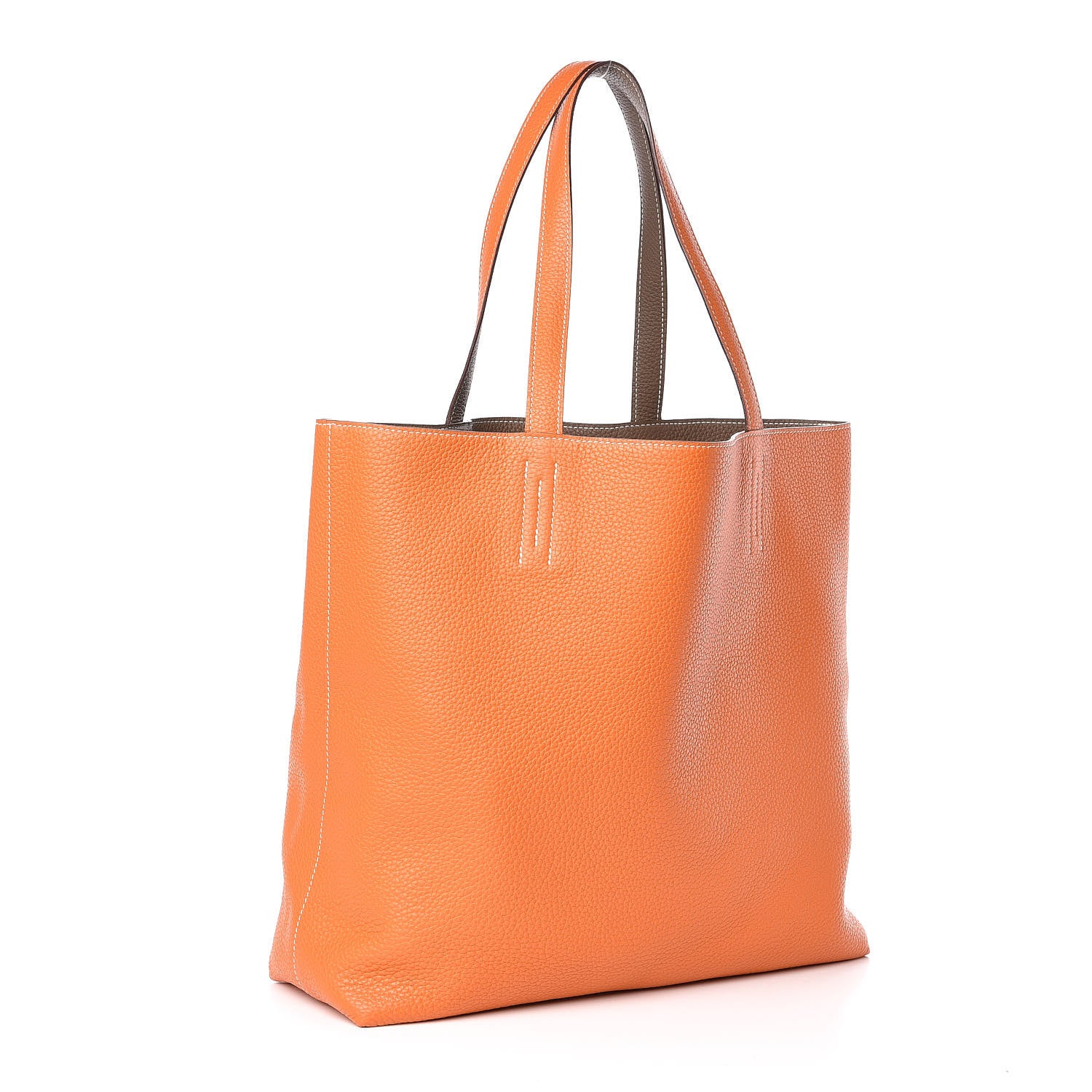 Hermes Taurillon Clemence Double Sens 35 Reversible Tote Orange Etoupe 7 of 13