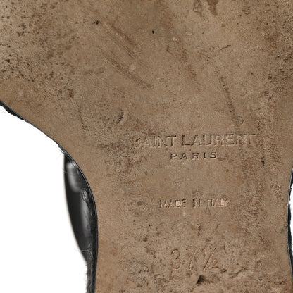 Saint Laurent Calfskin Cassandra Espadrille 105 Wedges 37.5 Black 7 of 9