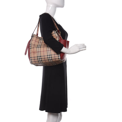 Burberry Haymarket Check Small Canterbury Tote Military Red 2 of 10