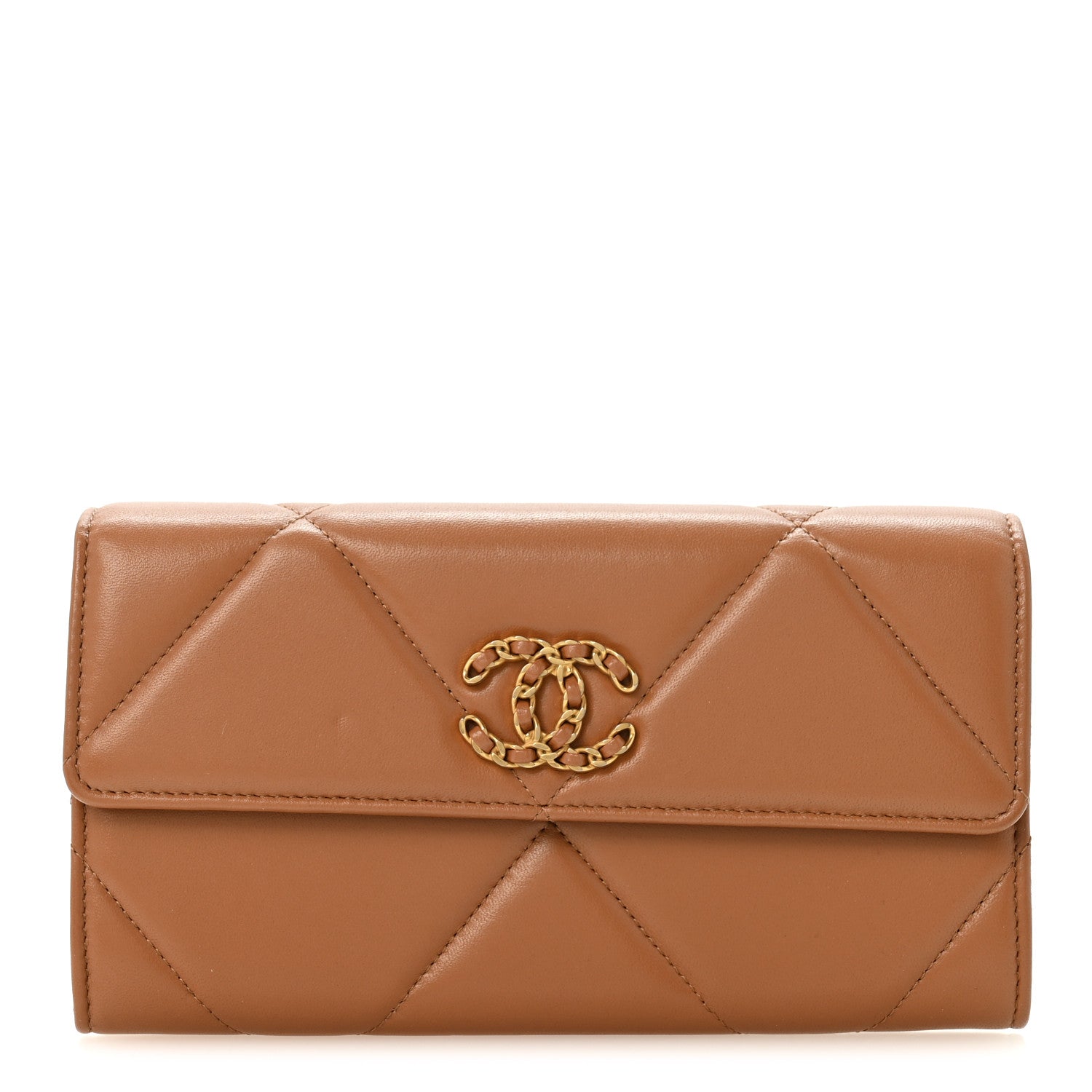 Chanel Lambskin Quilted Chanel 19 Flap Wallet Brown 1 of 10