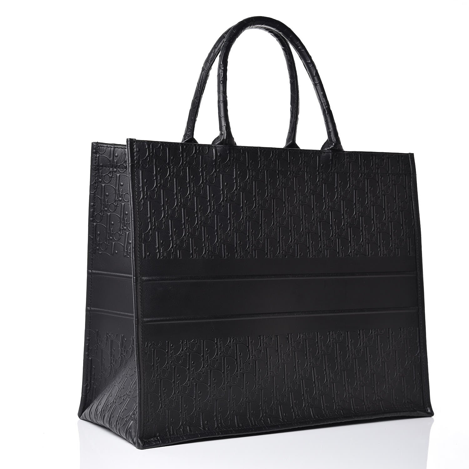 Christian Dior Oblique Calfskin Embossed Book Tote Black 3 of 13