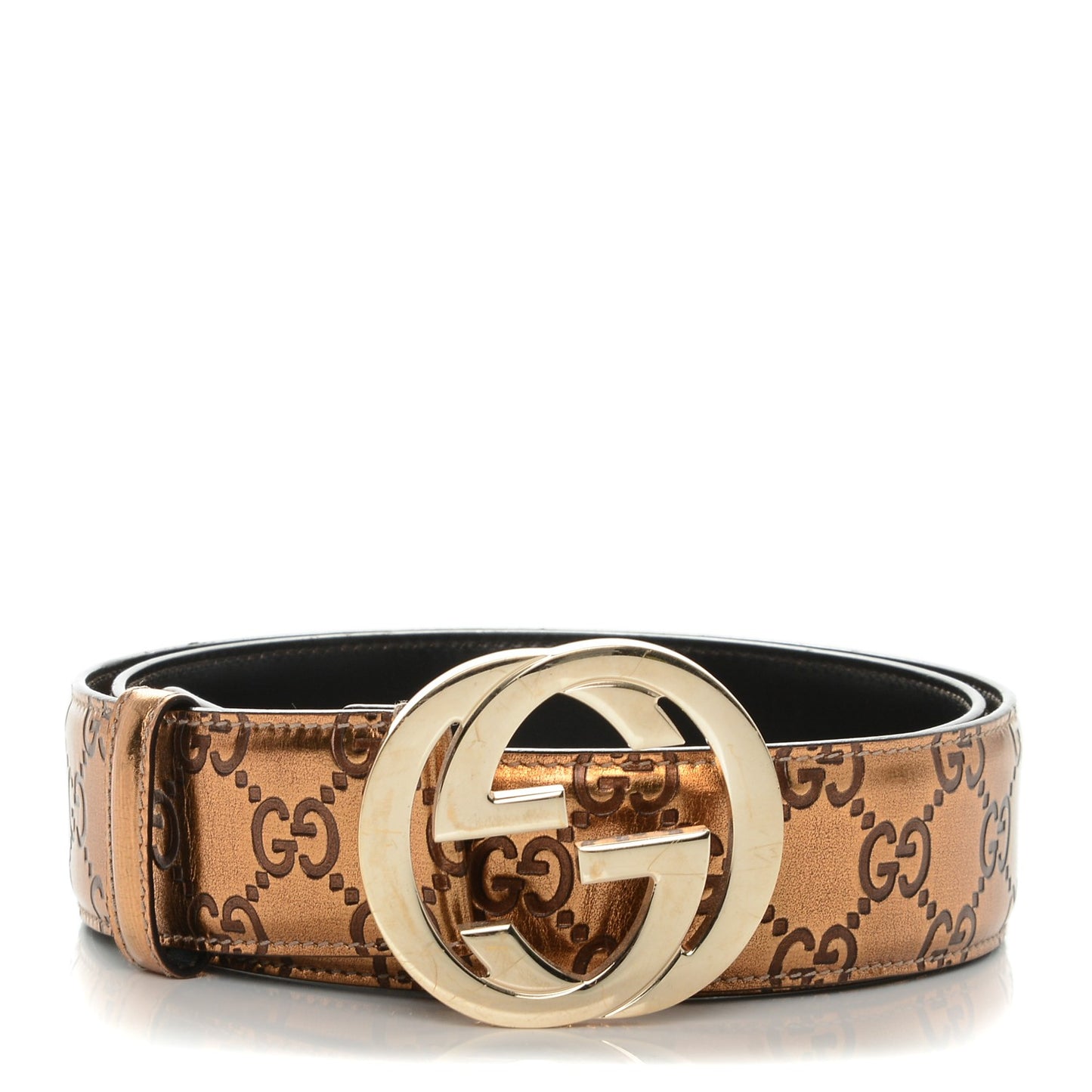 Guccissima Interlocking G Belt 95 38 Bronze