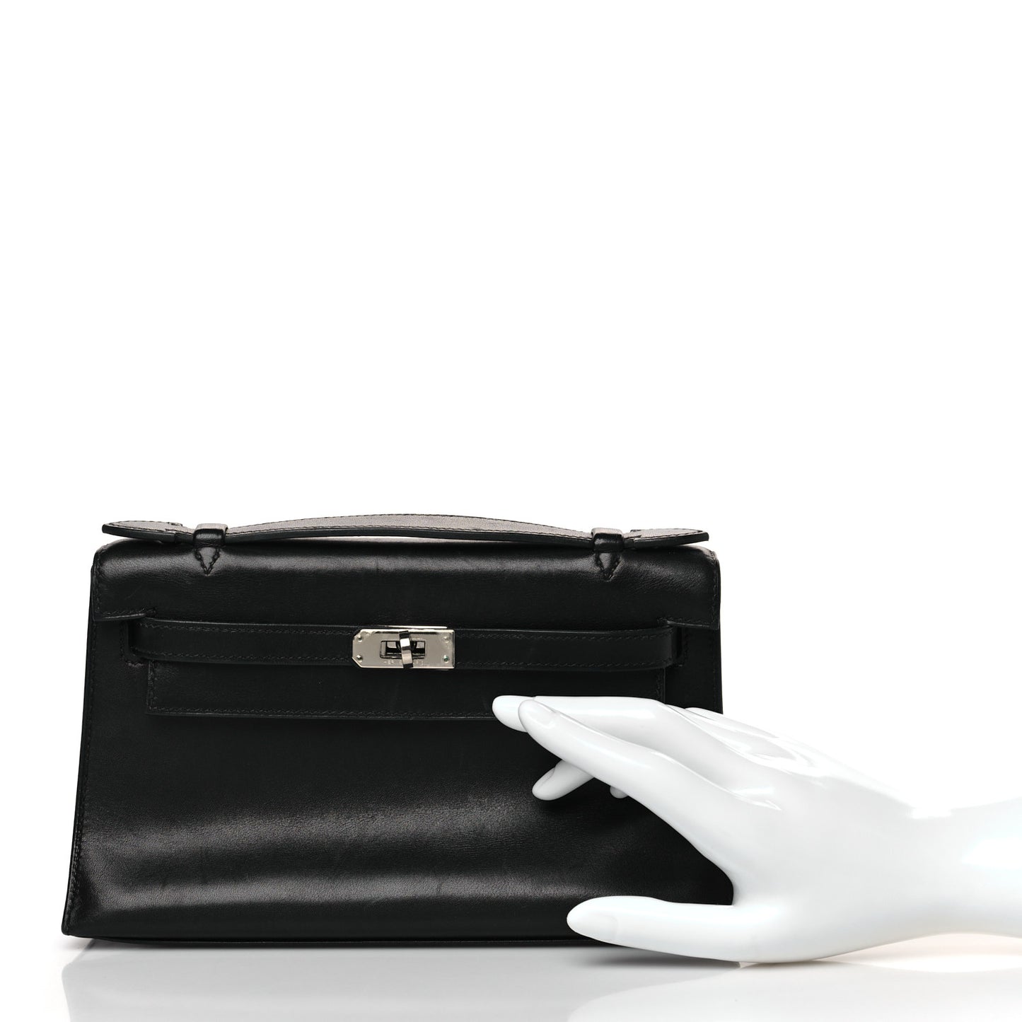 Tadelakt Kelly Pochette Clutch Black